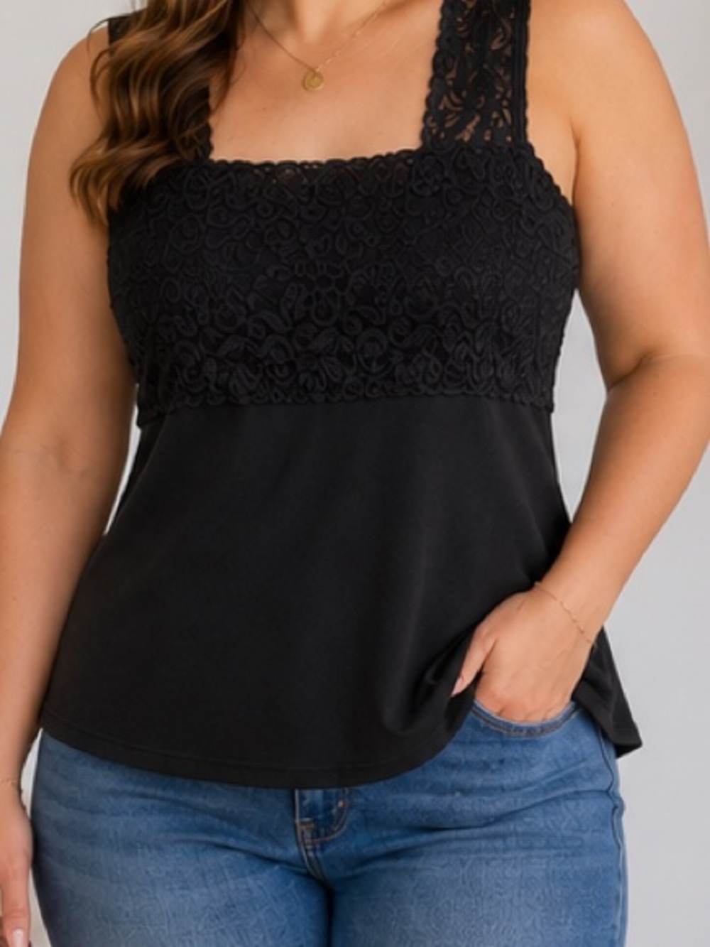 Cinema Etoile NWT Black Lace Trim Reversible Camisole Tank Top XL